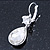 Clear CZ, Glass Teardrop Earrings With Leverback Closure In Silver Tone - 45mm L - view 7