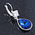 Navy Blue/ Clear CZ, Glass Teardrop Earrings With Leverback Closure In Silver Tone - 45mm L - view 9