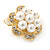 Crystal, Faux Pearl Flower Stud Clip On Earrings In Gold Plating - 25mm D - view 4
