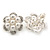 Crystal, Faux Pearl Flower Stud Clip On Earrings In Rhodium Plating - 25mm D - view 2