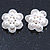 Crystal, Faux Pearl Flower Stud Clip On Earrings In Rhodium Plating - 25mm D - view 5