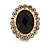 Black/ Clear Crystal Oval Stud Clip On Earrings In Gold Plating - 23mm L - view 5