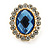 Blue/ Clear Crystal Oval Stud Clip On Earrings In Gold Plating - 23mm L - view 3
