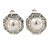Prom/ Bridal Crystal, Faux Pearl Octagonal Stud Clip On Earrings In Silver Tone - 17mm L - view 4