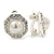 Prom/ Bridal Crystal, Faux Pearl Octagonal Stud Clip On Earrings In Silver Tone - 17mm L - view 6