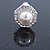 Prom/ Bridal Crystal, Faux Pearl Octagonal Stud Clip On Earrings In Silver Tone - 17mm L - view 3