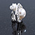 Prom/ Bridal Crystal, Faux Pearl Octagonal Stud Clip On Earrings In Silver Tone - 17mm L - view 7