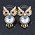 Crystal, Black Enamel Owl Stud Earrings In Gold Plating - 20mm L - view 7