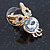 Crystal, Black Enamel Owl Stud Earrings In Gold Plating - 20mm L - view 9