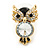 Crystal, Black Enamel Owl Stud Earrings In Gold Plating - 20mm L - view 3