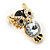 Crystal, Black Enamel Owl Stud Earrings In Gold Plating - 20mm L - view 6