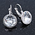 Clear Faceted, Glass Round Drop Earrings In Silver Tone With Leverback Closure - 25mm L - view 3