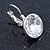 Clear Faceted, Glass Round Drop Earrings In Silver Tone With Leverback Closure - 25mm L - view 4