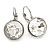 Clear Faceted, Glass Round Drop Earrings In Silver Tone With Leverback Closure - 25mm L
