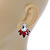 Clear/ Red CZ, Crystal Leaf Stud Earrings In Rhodium Plating - 26mm L - view 6