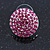 Button Shape Fuchsia Crystal Stud Earrings In Rhodium Plating - 20mm D - view 7