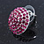 Button Shape Fuchsia Crystal Stud Earrings In Rhodium Plating - 20mm D - view 4