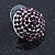 Button Shape Deep Purple Crystal Stud Earrings In Rhodium Plating - 20mm D - view 5