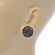 Button Shape Deep Purple Crystal Stud Earrings In Rhodium Plating - 20mm D - view 6