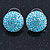Button Shape Light Blue Crystal Stud Earrings In Rhodium Plating - 20mm D - view 2