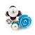 Blue, Purple, Glass Pearl Floral Stud Earrings In Rhodium Plating - 20mm L - view 6