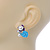 Blue, Purple, Glass Pearl Floral Stud Earrings In Rhodium Plating - 20mm L - view 2