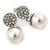 Bridal/ Prom/ Wedding Glass Pearl, Clear Crystal Acorn Drop Earrings In Rhodium Plating - 35mm L - view 6