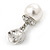 Bridal/ Prom/ Wedding Glass Pearl, Clear Crystal Acorn Drop Earrings In Rhodium Plating - 35mm L - view 5