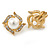 Bridal Diamante White Glass Pearl Clip On Earrings In Gold Plating - 23mm Diameter - view 4