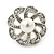 Clear Crystal, White Pearl Flower Stud Earrings In Silver Tone - 20mm D - view 6