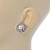 Clear Crystal, White Pearl Flower Stud Earrings In Silver Tone - 20mm D - view 5