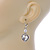 Clear Crystal Heart Drop Earrings In Silver Tone Metal with Leverback Closure - 40mm L - view 2