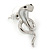 Cobra Snake Stud Earrings In Rhodium Plated Metal - 25mm L - view 4