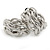 C-Shape Plaited Clip-on Earrings In Rhodium Plating - 20mm L - view 5