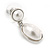 Bridal/ Prom/ Wedding Glass Pearl Oval Drop Earrings In Silver Tone - 30mm L - view 3