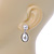 Bridal/ Prom/ Wedding Glass Pearl Oval Drop Earrings In Silver Tone - 30mm L - view 2