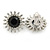 Bridal/ Prom/ Wedding Clear, Black Crystal Floral Clip-on Earrings In Rhodium Plating - 24mm - view 2