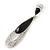 Black/ Clear Crystal Open Cut Teardrop Earrings In Rhodium Plating - 60mm L - view 3