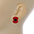 Red/ Black Austrian Crystal Poppy Flower Stud Earrings In Gold Plating - 16mm L - view 5