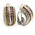 Vintage Inspired C-Shape, 2-Tone Textured Clip-On Earrings - 20mm L