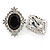 Bridal/ Prom/ Wedding Black, Clear Crystal Oval Clip On Earrings In Rhodium Plating - 35mm L - view 5