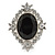 Bridal/ Prom/ Wedding Black, Clear Crystal Oval Clip On Earrings In Rhodium Plating - 35mm L - view 4