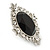 Bridal/ Prom/ Wedding Black, Clear Crystal Oval Clip On Earrings In Rhodium Plating - 35mm L - view 2