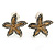 2 Tone Textured Starfish Clip-on Earrings - 20mm