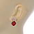 Clear/ Red Crystal Heart Stud Earrings In Gold Plating - 20mm L - view 2