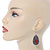 Teardrop Hematite Crystal, Red Resin Drop Earrings In Silver Tone - 50mm L - view 2