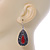 Teardrop Hematite Crystal, Red Resin Drop Earrings In Silver Tone - 50mm L - view 5