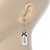 White Faux Teardop Pearl With Hematite Crystal Detailing Drop Earrings In Silver Tone - 45mm - view 3