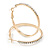 Gold Plated Clear Crystal Hoop Earrings - 40mm - view 3