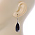 Silver Tone Black Acrylic Stone, Hematite Crystal Teardrop Earrings - 45mm L - view 6